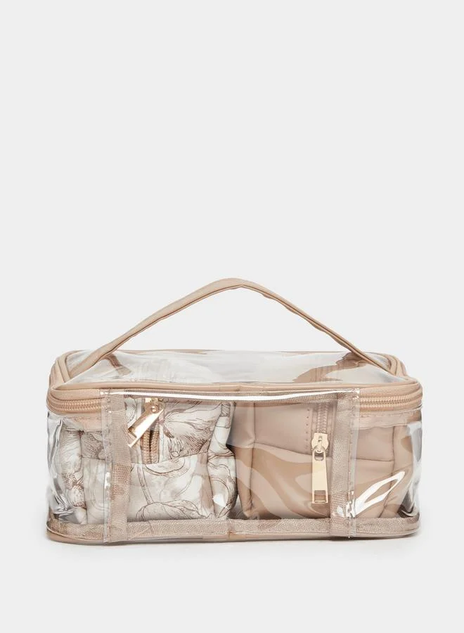 Styli  Khaki Transparent Washbag for Women | Best Price UAE