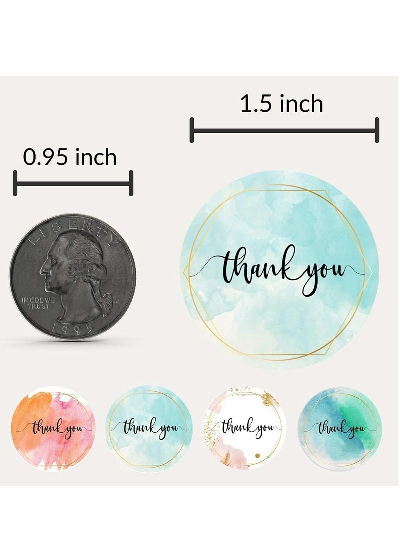 Y&D Party Thank You Stickers Roll, Lakobos Elegant Water Color with Gold Foil, Waterproof, 500 Labels for Small Business, Floral Designer, Artist, 4 Watercolor...  - Image 3