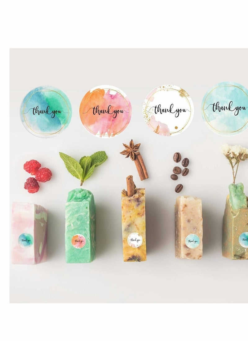 Y&D Party Thank You Stickers Roll, Lakobos Elegant Water Color with Gold Foil, Waterproof, 500 Labels for Small Business, Floral Designer, Artist, 4 Watercolor...  - Image 5
