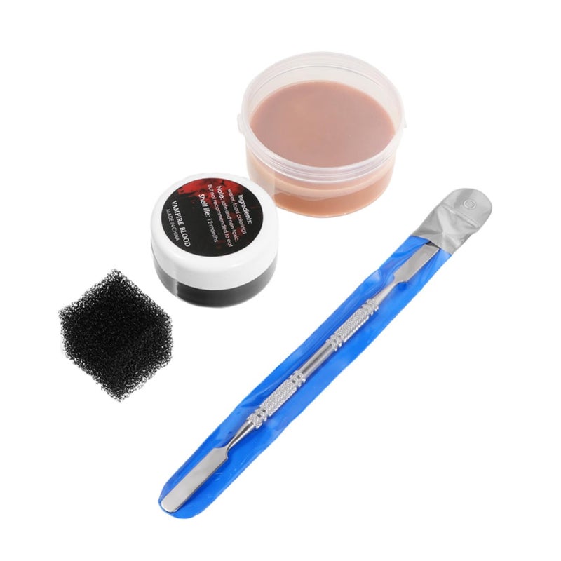 Special Effects Wax Set 4Pcs Fake Wound Scar Makeup Kit With Sponge For Halloween Face Painting - Image 2