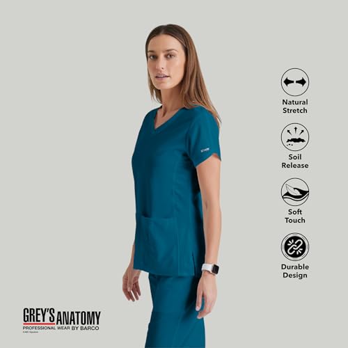 Barco Grey’s Anatomy by BARCO Classic Cora Scrub Top for Women – Bahama, 4-Pocket Crossover V-Neck Scrub Shirt with Natural Stretch, Soil Release Fabric, and Super-Soft Finish – Large, Regular Fit - Image 3