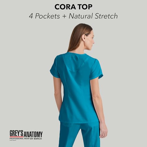 Barco Grey’s Anatomy by BARCO Classic Cora Scrub Top for Women – Bahama, 4-Pocket Crossover V-Neck Scrub Shirt with Natural Stretch, Soil Release Fabric, and Super-Soft Finish – Large, Regular Fit - Image 2