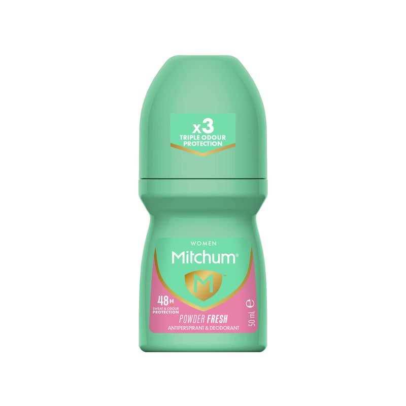 Mitchum Womenâ€™s Antiperspirant Deodorant, Roll-On Applicator, Powder Fresh Scent, 48HR Sweat & Odor Protection, Quick-Drying, Dermatologist Tested, 1.7 oz - Image 1