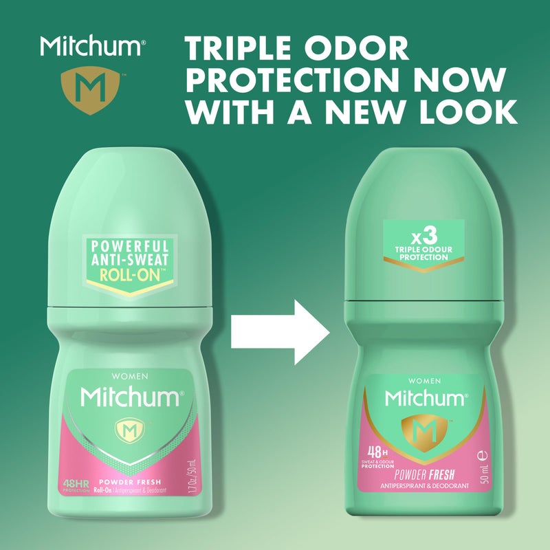 Mitchum Womenâ€™s Antiperspirant Deodorant, Roll-On Applicator, Powder Fresh Scent, 48HR Sweat & Odor Protection, Quick-Drying, Dermatologist Tested, 1.7 oz - Image 4