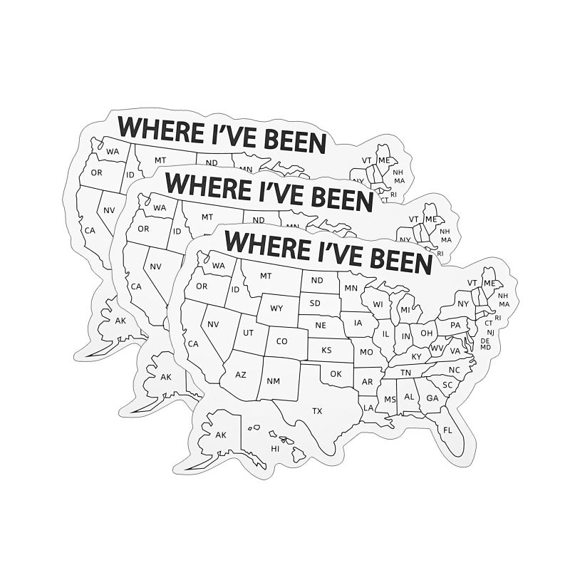 MANWU Where Ive Been Map Vinyl Coloring StickerWhere I Have Been Waterproof Decal to Track Travel JournalVisited States map for Travel Water Bottles Phone laptops 3pcs - Image 3