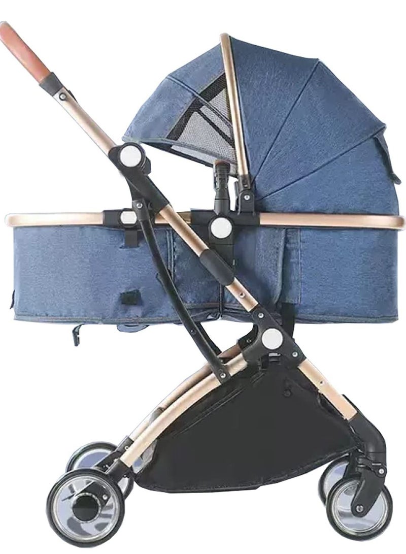 ليموس عربة أطفال محمولة بتصميم خاص للسفر عربة الأطفال حديثي الولادة (أزرق) - Image 3