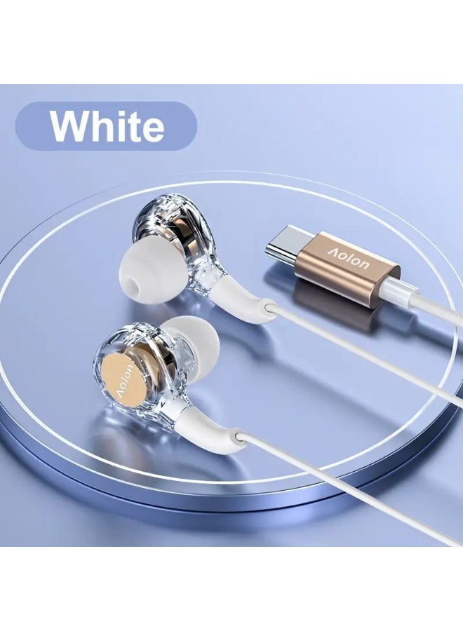 AOLON Wired Type-C In-Ear Wired Earphones with Mic - 7, 1 Surround Sound Wired Earbuds - Noise Isolating In-Ear Headphones - Image 2