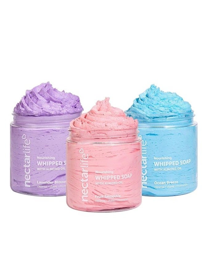 Nectar Bath Treats Nectar Life Whipped Soap and Shave Butter with Almond Oil, 5 Oz Each, 3 Scents - Lavender Blossom, Fruit Smoothie, Ocean Breeze  - Image 1