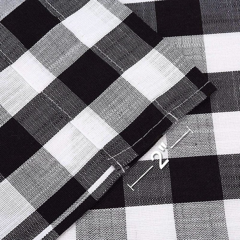 Bapawfish Kitchen Cafe Curtains 45 Inches Length, Buffalo Check Pattern Short Bathroom Window Curtain, Plaid Gingham Design Half Window Tier Curtains, 28" x 45", Black/White, Set of 2 - Image 3