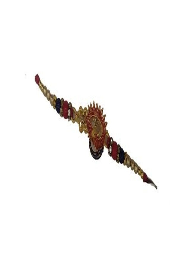 unique peacock design rakhi with roli chawal - Image 1