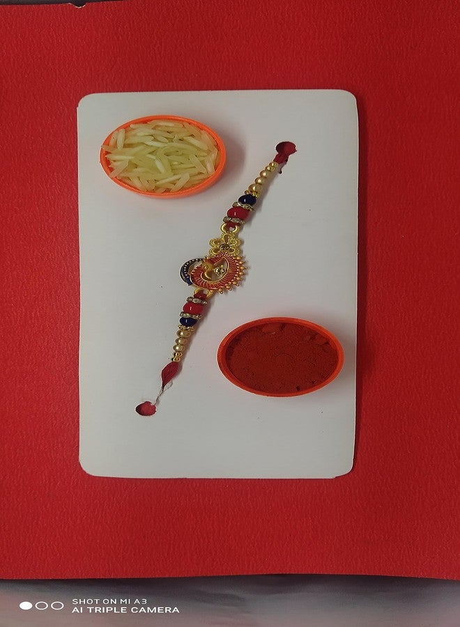 unique peacock design rakhi with roli chawal - Image 5
