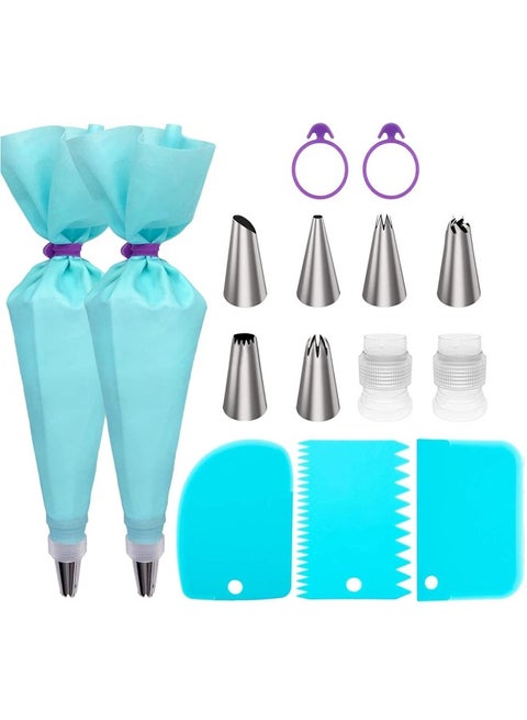 Reusable Piping Bags and Tips Set, Cake Decorating Tools with Icing Pastry Bags, Icing Bags Tips, Couplers and Frosting Bags Ties for Cookie Cupcakes