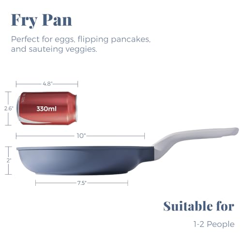 PRICUSIS Nonstick Ceramic Frying Pan, 8/10/12 Inch Non Toxic Skillet, Egg & Omelet & Chef's Pan, Induction Compatible & Oven Safe, Dishwasher Safe,PTFE PFAS & PFOA Free (10 Inch, Gray) - Image 2