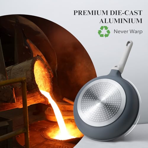 PRICUSIS Nonstick Ceramic Frying Pan, 8/10/12 Inch Non Toxic Skillet, Egg & Omelet & Chef's Pan, Induction Compatible & Oven Safe, Dishwasher Safe,PTFE PFAS & PFOA Free (10 Inch, Gray) - Image 4