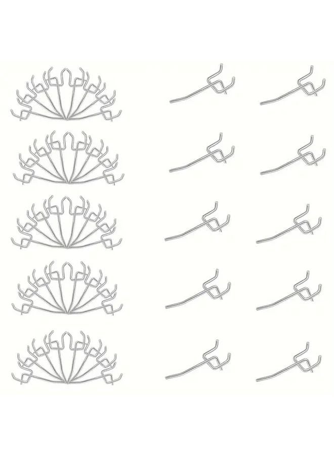 20pcs Silvery Gray Pegboard Hooks For Tool Organization Garage Kitchen Storage - Image 2
