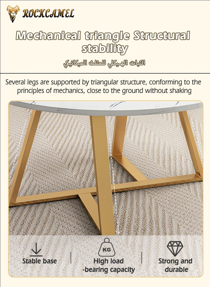 ROCKCAMEL Round Coffee Table,Side Tables, Modern End Table with Marble Pattern for Small Spaces Living Room Bedroom Balcony, Easy Assembly (White, 60x60x45cm) - Image 5