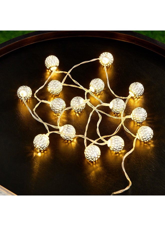 Home Box Dux Metal Ball String Light with 15 Warm LED  - Image 5