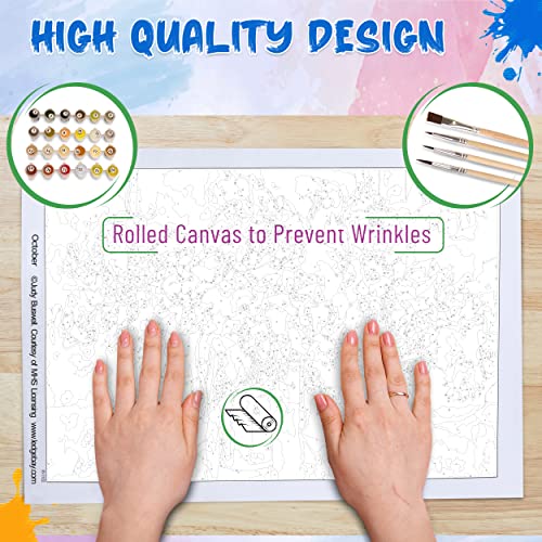 Ledgebay DIY Paint by Numbers Kit for Adults Unframed Canvas: Beginner to Advanced Paint by Numbers Kit - Kits Include Acrylic Paint Set 4 Brushes & Tabletop Easel - October 16" x 20" Unframed - Image 5