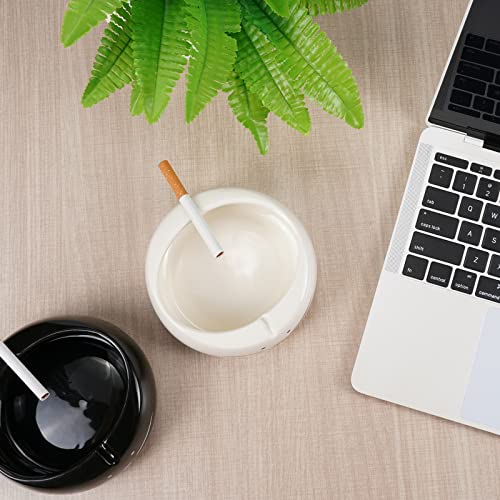 Koolkatkoo Cute Cat Ashtray Indoor or Outdoor Use Ceramic Ash Holder for Smokers Girls Women Decorative Ashtrays for Home Office Cat Lover Ash Tray Black and White - Image 4