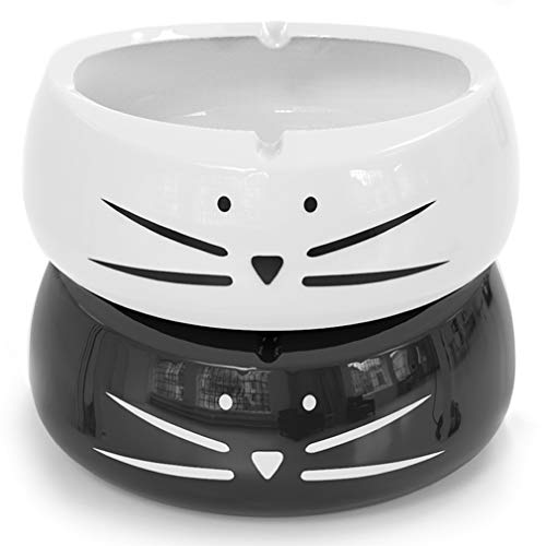 Koolkatkoo Cute Cat Ashtray Indoor or Outdoor Use Ceramic Ash Holder for Smokers Girls Women Decorative Ashtrays for Home Office Cat Lover Ash Tray Black and White - Image 1