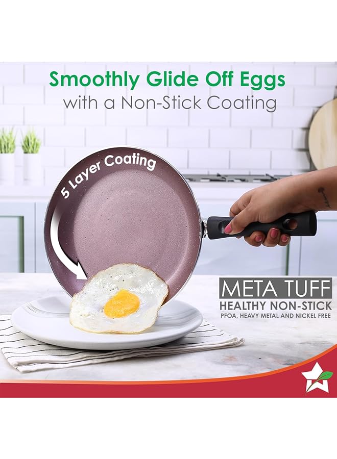 Wonderchef Valencia Non Stick Fry Pan | Cool Touch Bakelite Handle | Pure Grade Aluminium| Pfoa Free | 1.5 Litres Capacity | Size 24 Cm | 1 Year Warranty | Purple - Image 3