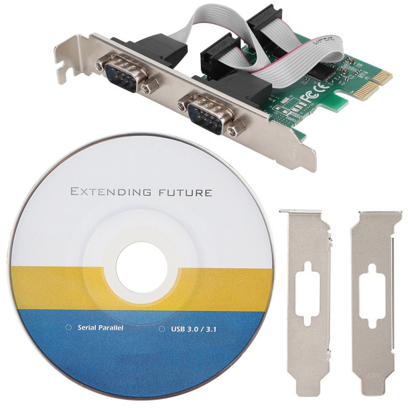 PCI-E to RS232 Adapter Card: 2 DB9 Serial Ports, 256-Byte FIFO Buffer, 115200bps Max Speed - PCI Express Serial Card Compliant With PCI Express Base Edition 1.0a / VI Specifications for Industrial Aut - Image 1