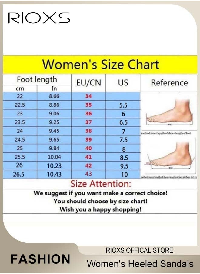 RIOXS - Women's Heeled Sandals, Chunky High Heels Sandals For Women, Open Toe Ankle Strap Heeled Sandal, Fashion Casual Heel Shoes, Lightweight Square Toe Shoes, Party Wedding Strappy Buckle Sandals-5cm Heels - Image 1