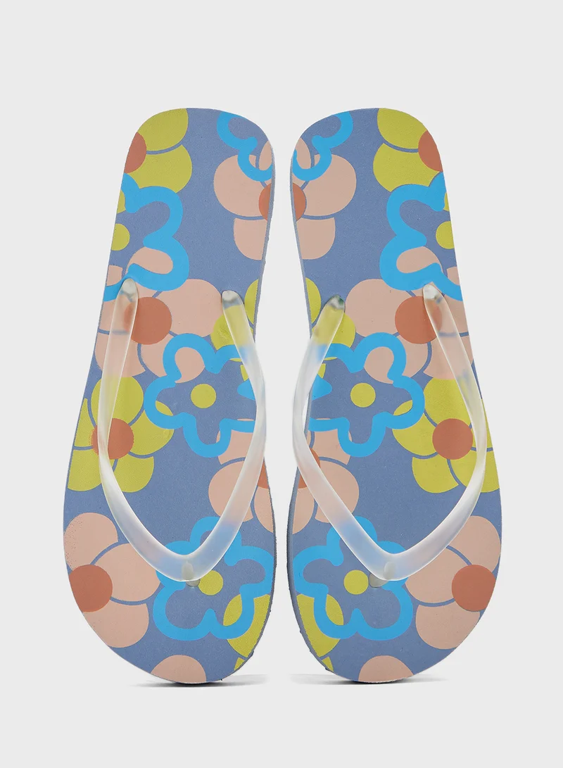 جينجر Floral Print Flipflop