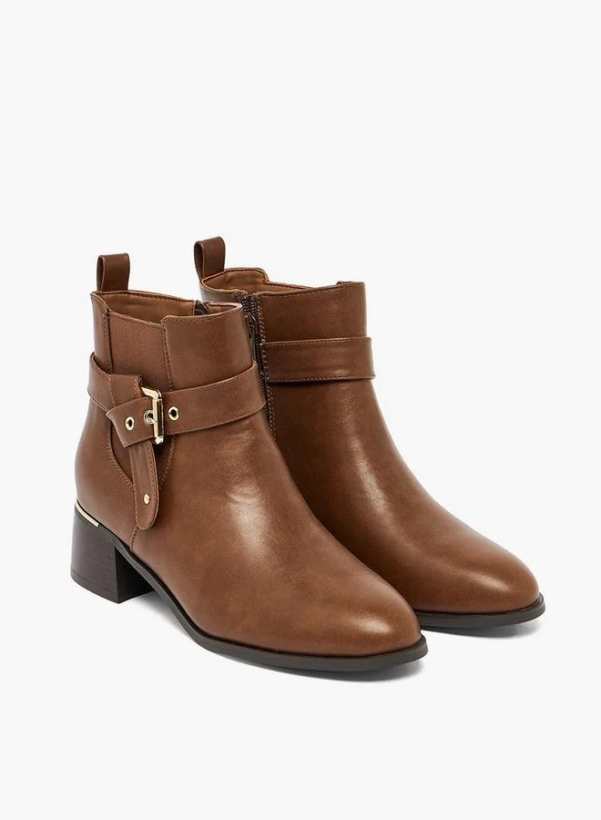 Flora Bella By Shoexpress Women Buckled Block Heel Ankle Boots