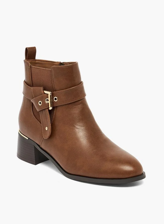 Flora Bella By Shoexpress Women Buckled Block Heel Ankle Boots