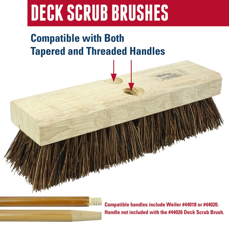 Weiler 44026 Heavy Duty Deck Scrub Brush With Natural Palmyra Bristles For Wooden Decks Conrete Patios And Other Rough Surfaces - Image 4
