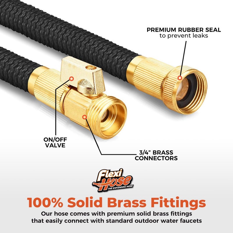Flexi Hose Lightweight Expandable Garden Hose, 100FT -Retractable Garden Hose, Water Hose - No-Kink Flexibility, 3/4 Inch Solid Brass Fittings and Double Latex Core - Image 5