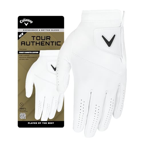 Callaway Golf Tour Authentic Glove (Standard, Medium, White, Worn on Left Hand) - Image 1