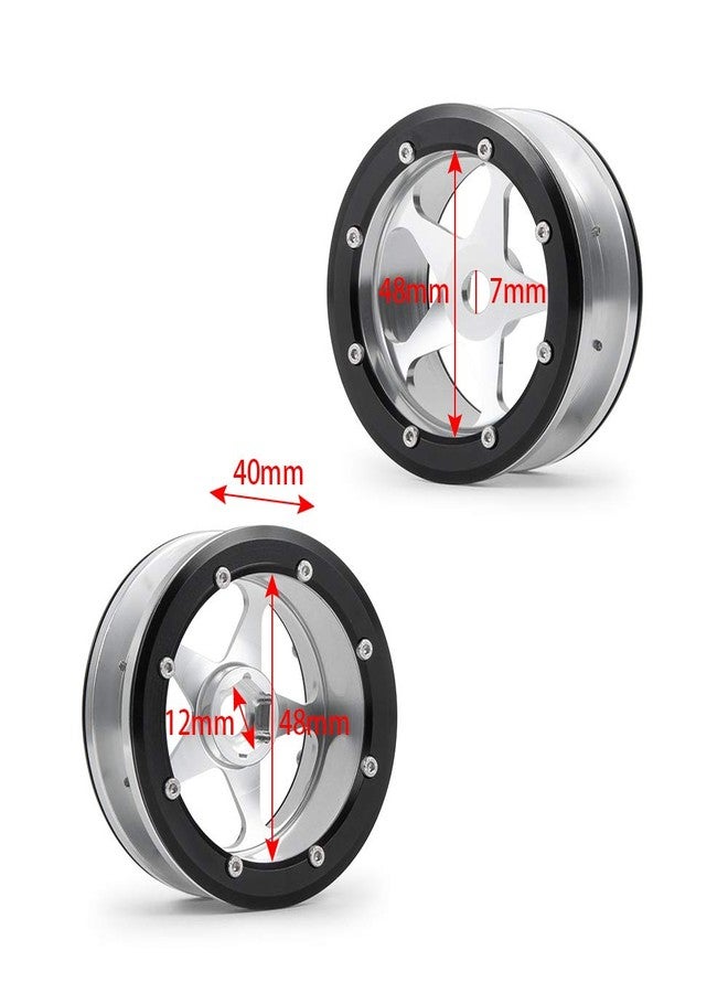 MOHERO 2.2” Alloy Beadlock 1/10 RC Wheels Rims 40mm for Crawler Axial Wraith Rock Car Pack of 4 (Balck+Silver) - Image 5