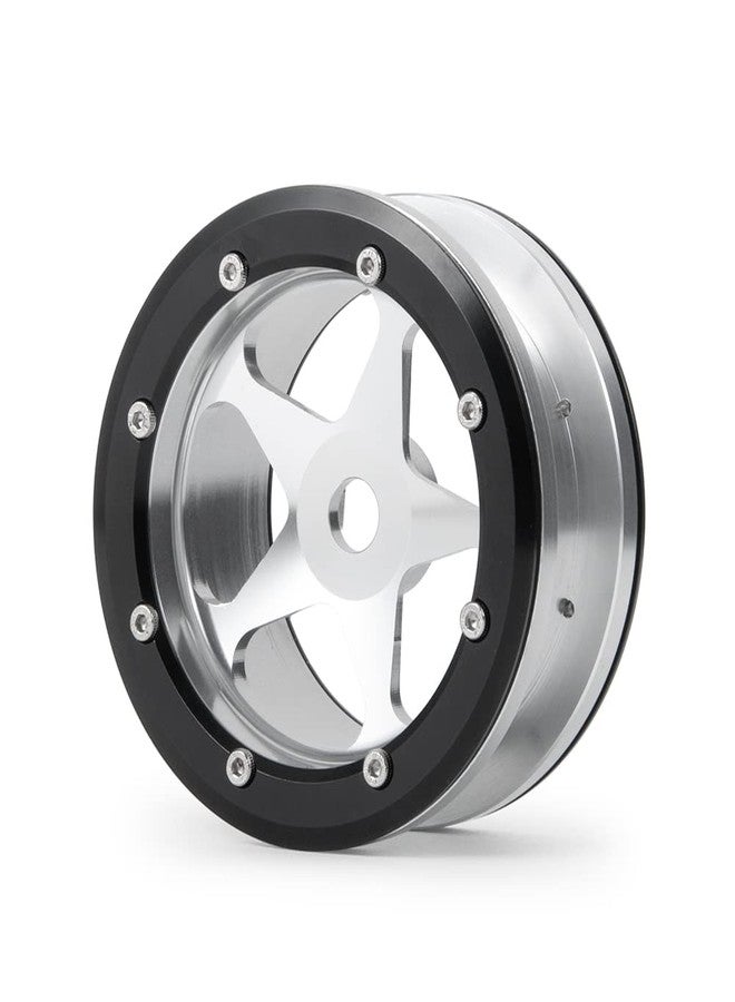 MOHERO 2.2” Alloy Beadlock 1/10 RC Wheels Rims 40mm for Crawler Axial Wraith Rock Car Pack of 4 (Balck+Silver) - Image 2