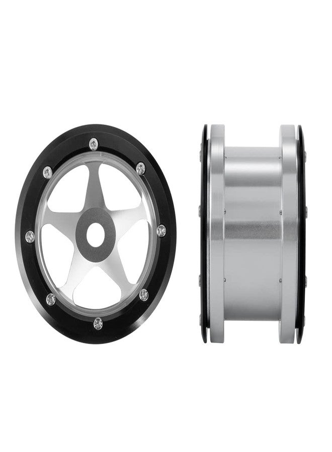 MOHERO 2.2” Alloy Beadlock 1/10 RC Wheels Rims 40mm for Crawler Axial Wraith Rock Car Pack of 4 (Balck+Silver) - Image 4