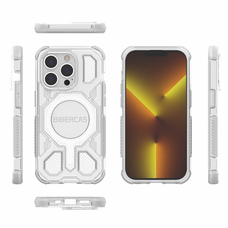 BIBERCAS For Iphone 14 Pro Transparent Color Series Magsafe Air Bag Shockproof Phone Case(White) - Image 2