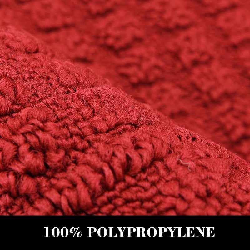 COSY HOMEER COSY HOMEER 27X18 Inch Anti Fatigue Kitchen Rug Mats are Made of 100% Polypropylene Half Round Rug Cushion Specialized in Anti Slippery and Machine Washable Burgundy (2 pcs) - Image 3