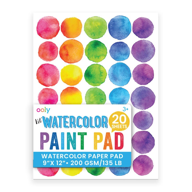 Ooly Lil Watercolor 9 x 12 Thick Paper Sketchbook Pad 20 Pages per Pad 200 GSM 75 LB Paper for Watercolors Drawing Artwork Perfect for Lil Pain Pods