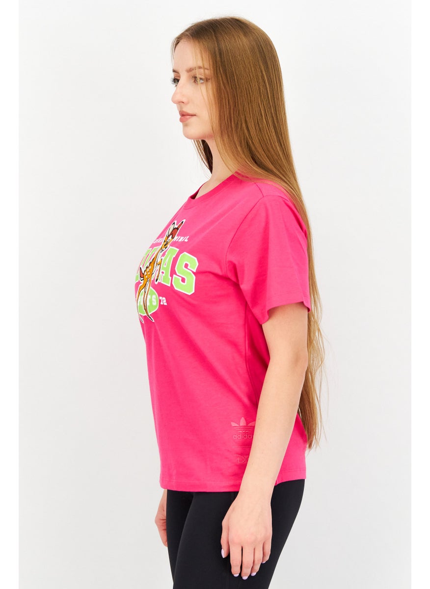 adidas Originals Adidas Originals x Disney Women Sportswear Fit Short Sleeve Running T-Shirts, Pink  - Image 3