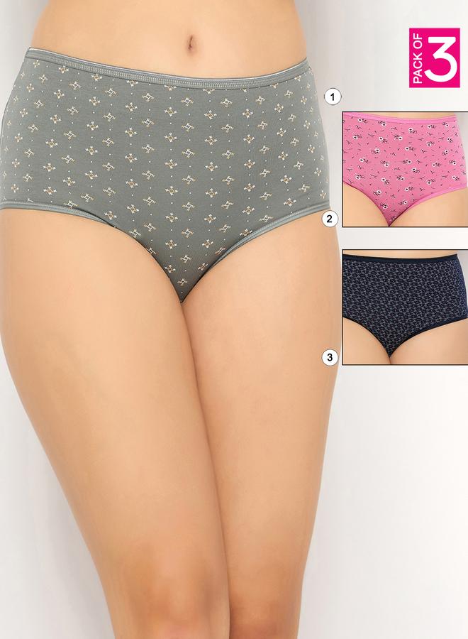 Clovia Pack of 3 - Printed High Rise Hipster Briefs - Image 1