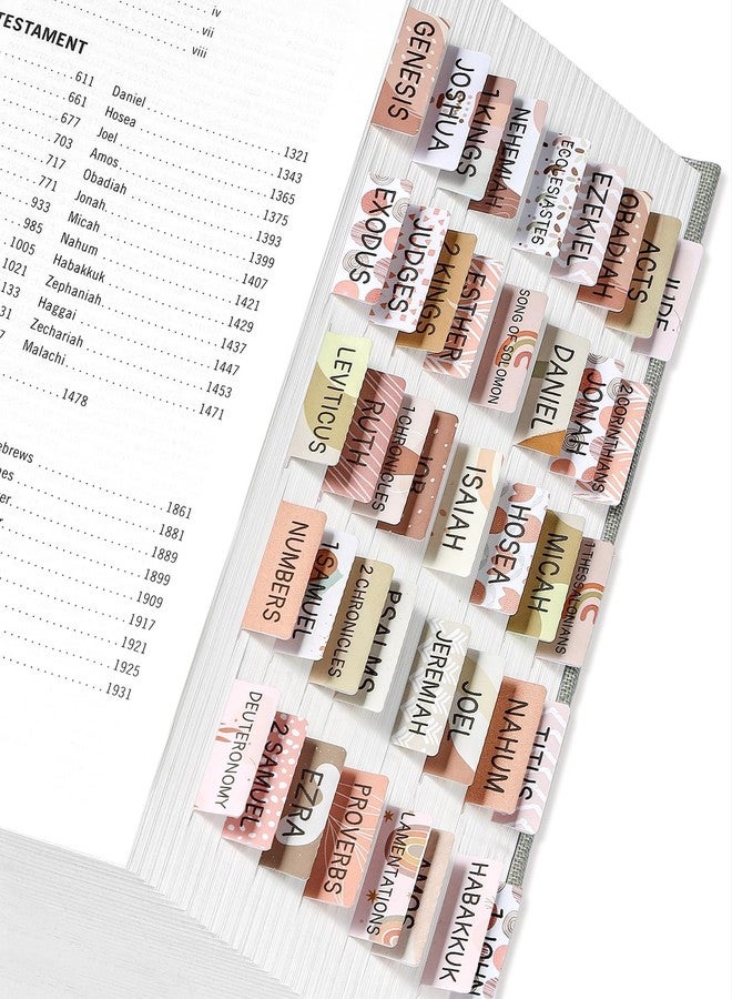 Taja Bible Tabs for Women & Men, Laminated Bible Tabs for Study Bible, Large Print Bible Tabs for Easy Navigation, Bible Index Tabs, 66 Tabs Old & New Testament, Extra 24 Blank Tabs - Cappuccino Theme - Image 1
