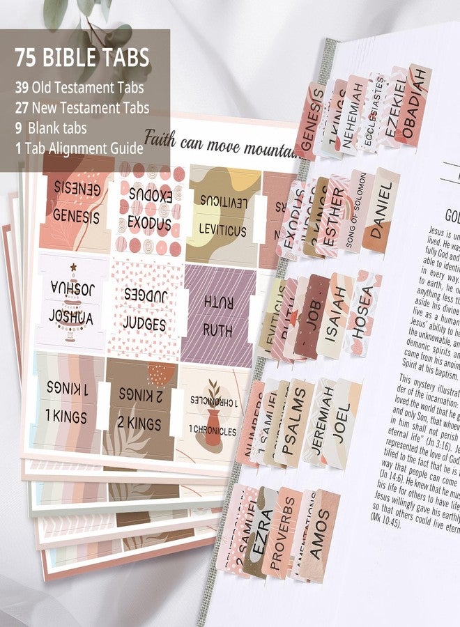 Taja Bible Tabs for Women & Men, Laminated Bible Tabs for Study Bible, Large Print Bible Tabs for Easy Navigation, Bible Index Tabs, 66 Tabs Old & New Testament, Extra 24 Blank Tabs - Cappuccino Theme - Image 2