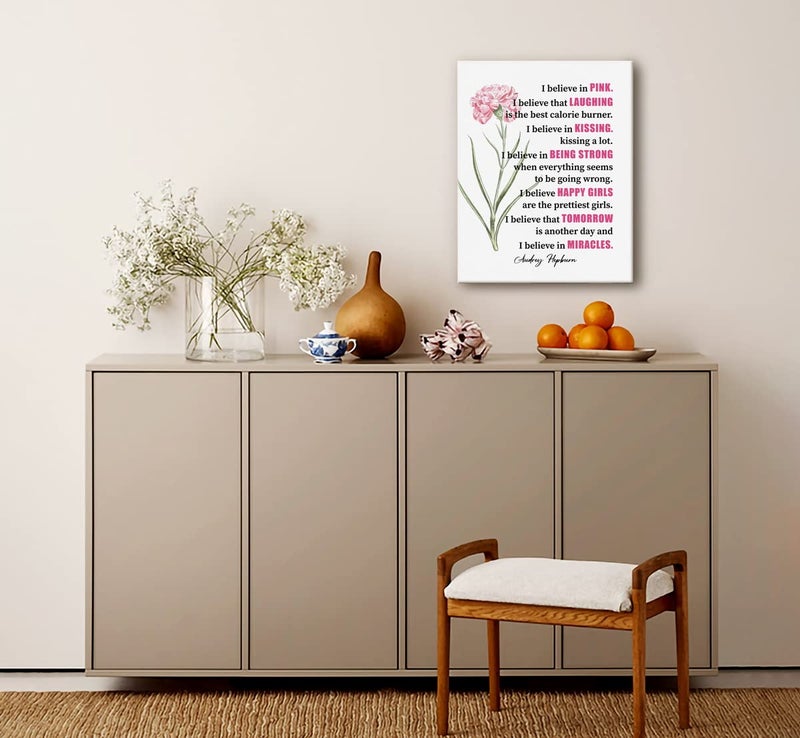 WKYAER Canvas Wall Art Audrey Hepburn 'I Believe in Pink' Wall Art Decor - Image 2