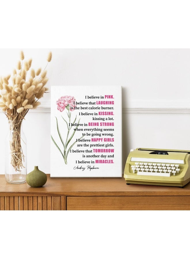 WKYAER Canvas Wall Art Audrey Hepburn 'I Believe in Pink' Wall Art Decor - Image 4