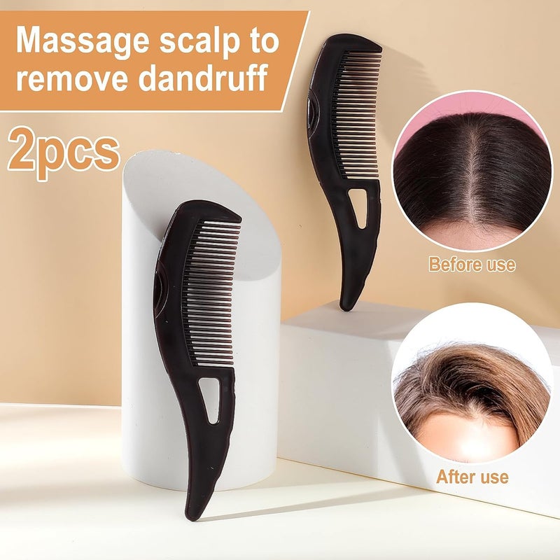 KRLZ Hollow Tooth Dandruff Comb Piece Energy Massage Hair Comb Fine Tooth Tail Comb to Effective Removal of Dandruff and Dirt Count 2 - Image 3