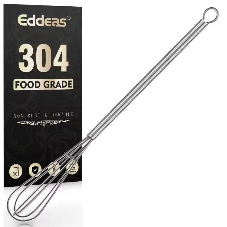 Eddeas Long Mini Whisks Stainless Steel Eddeas Skinny Small Whisk 10 inch Tiny Whisk With Long handle for Whisking Beating Mixing Sauces Blending Ingredients Kitchen Small Wisk