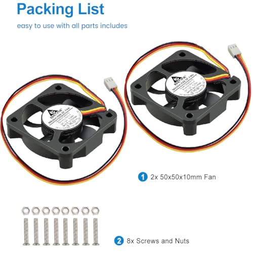 GDSTIME 50mm Fan 3 Pin, 12V 50x50x10mm Mini DC Brushless Cooling Fan Replacement for CPU Heatsink, Northbridge Cooler (2 Pack) - Image 5