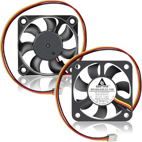 GDSTIME 50mm Fan 3 Pin, 12V 50x50x10mm Mini DC Brushless Cooling Fan Replacement for CPU Heatsink, Northbridge Cooler (2 Pack) - Image 1