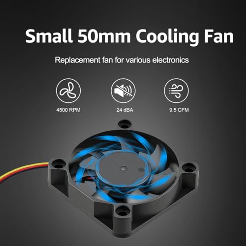 GDSTIME 50mm Fan 3 Pin, 12V 50x50x10mm Mini DC Brushless Cooling Fan Replacement for CPU Heatsink, Northbridge Cooler (2 Pack) - Image 2